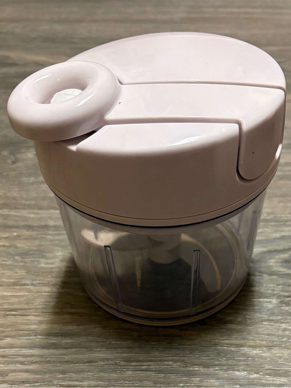 Compact Manual Food Chopper - White Top, Clear base.